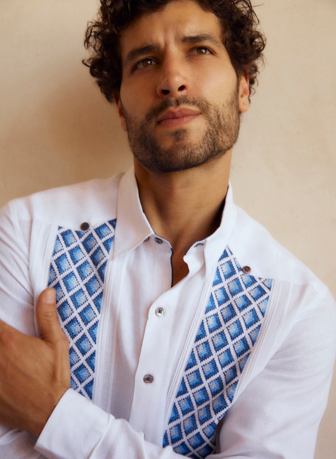 Guayabera Horus Azul 100% Lino