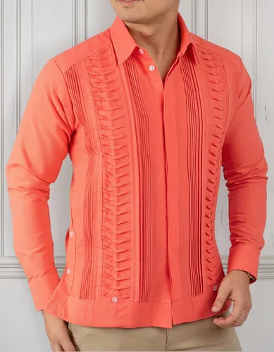 Guayabera Yucateca Alforzado Artesanal Hoctun