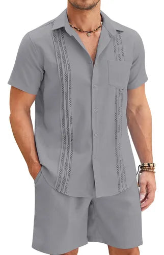 Conjunto De Camisas Guayabera Cubana Para Hombre De 2 Piezas