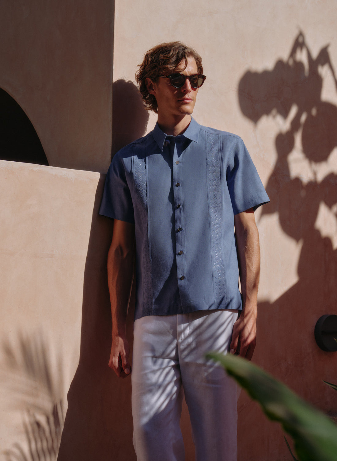Guayabera Halim Azul Manga Corta