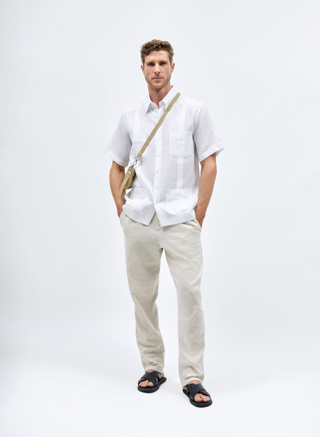 Guayabera Tradicional 100% Lino Manga Corta