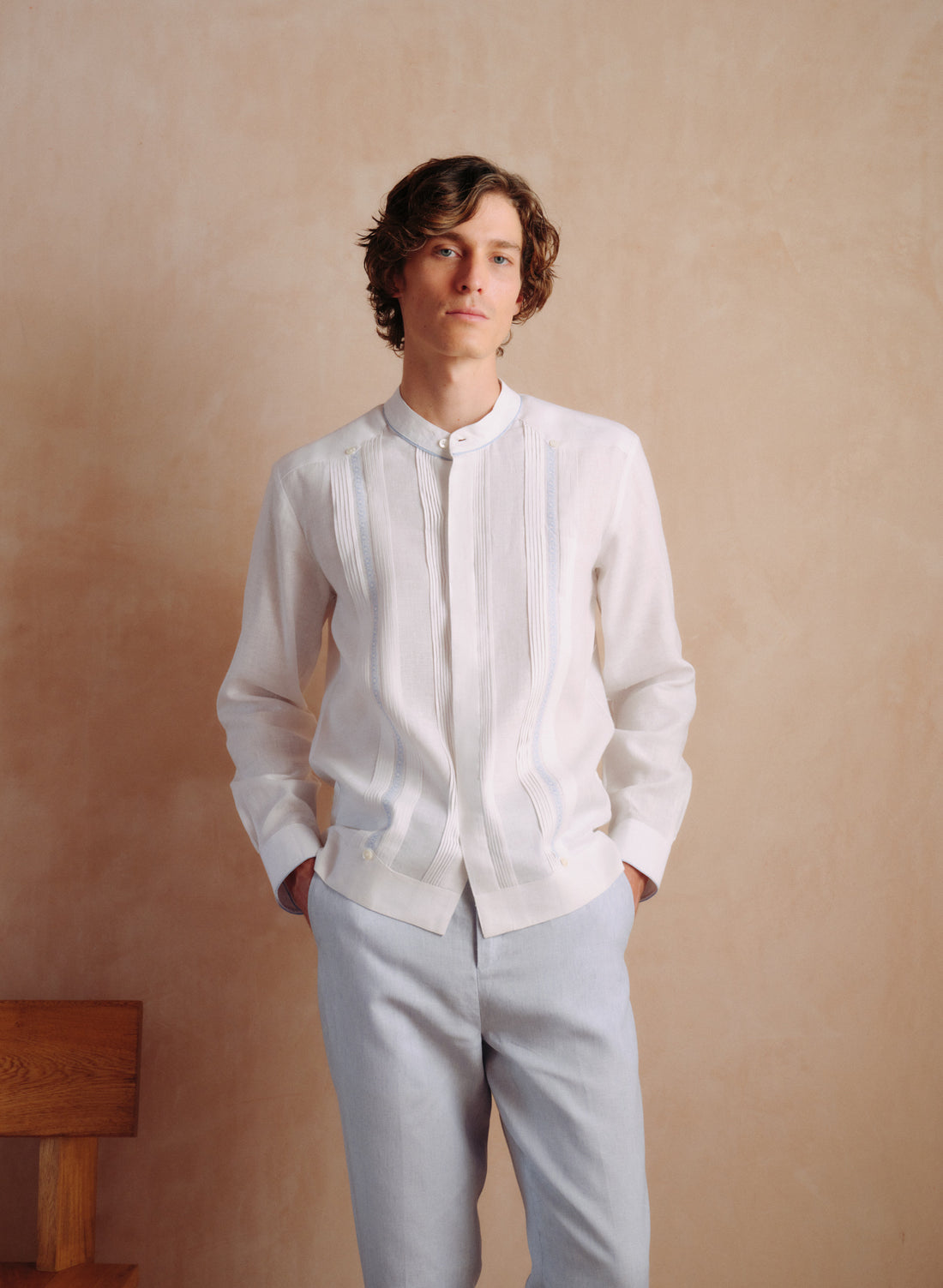 Guayabera Velez Cuello Mao Manga Larga