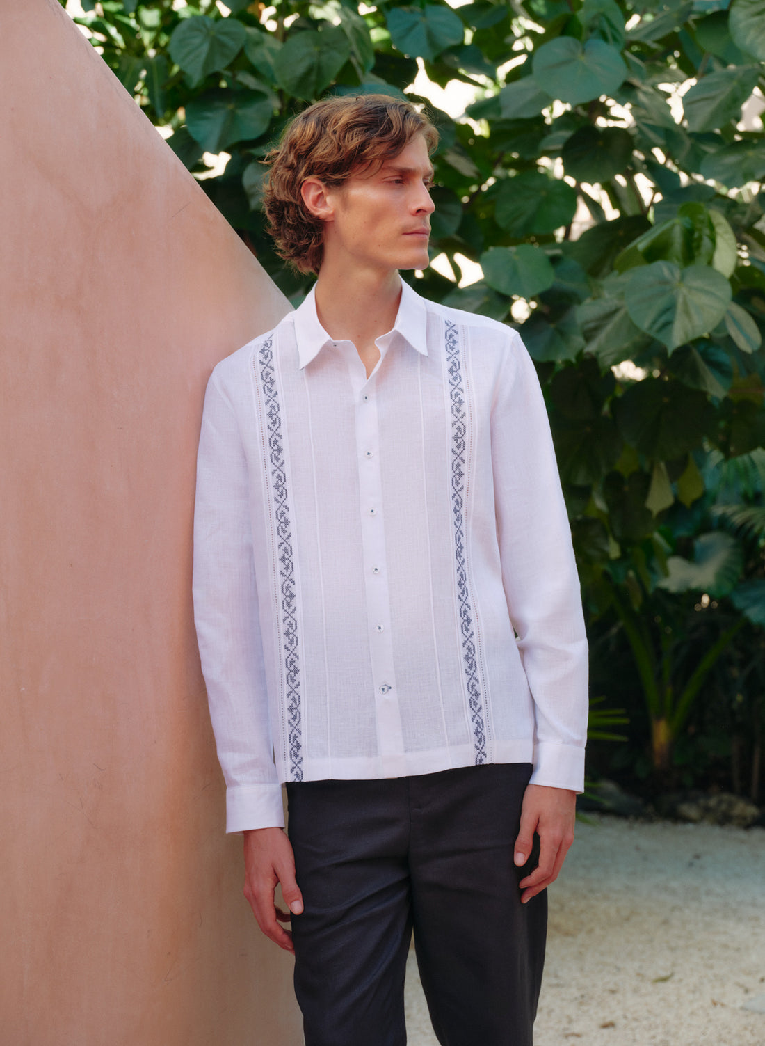 Guayabera Vinay Blanca Punto Cruz