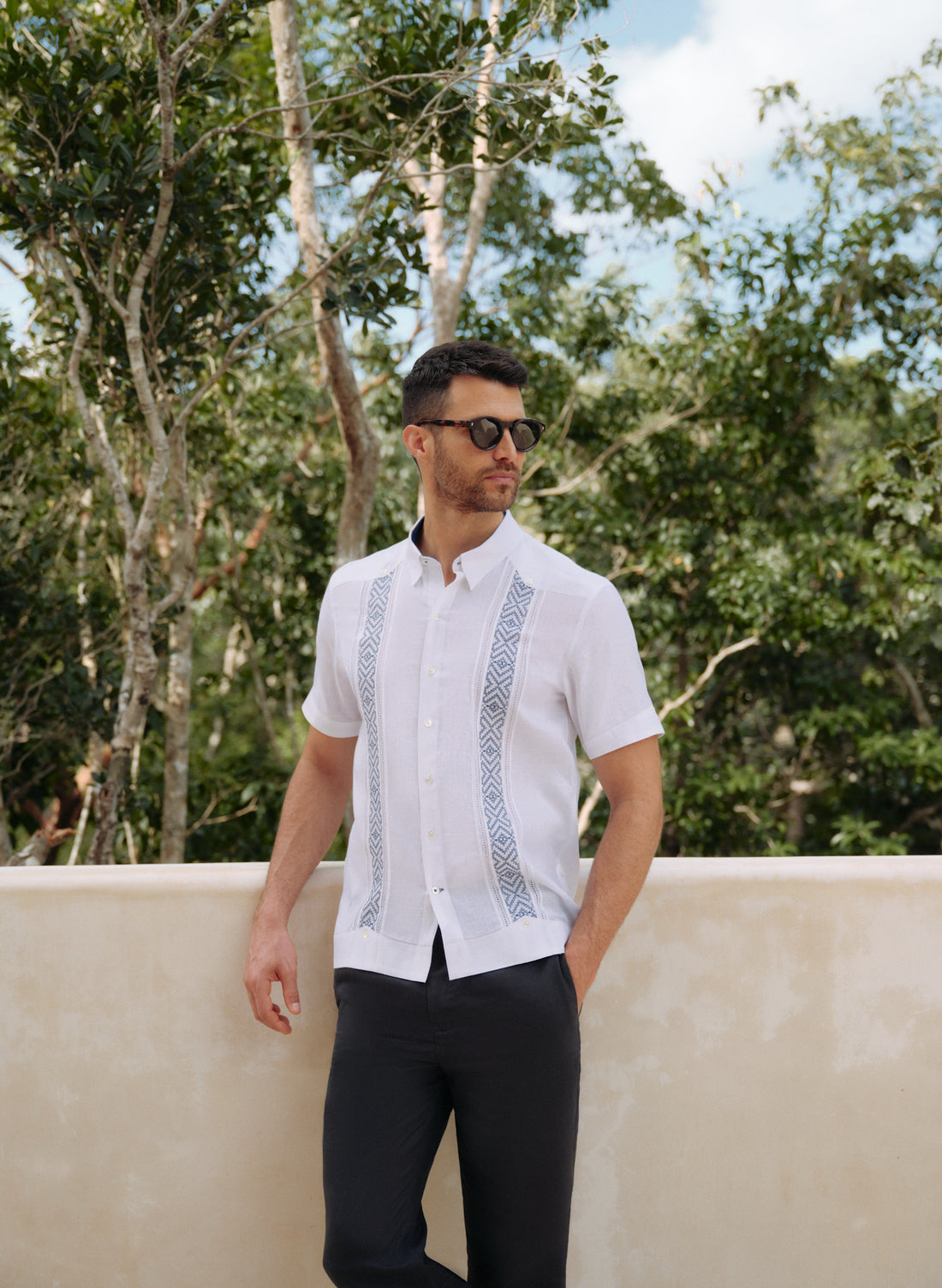 Guayabera Zayn Punto Cruz Manga Corta