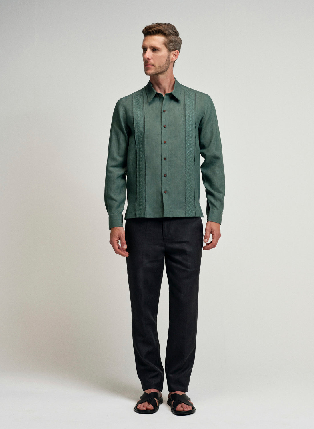 Guayabera Crovetto Verde Lino
