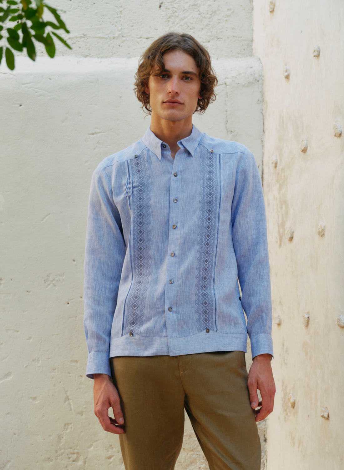 Guayabera Henry Punto Cruz Manga Larga