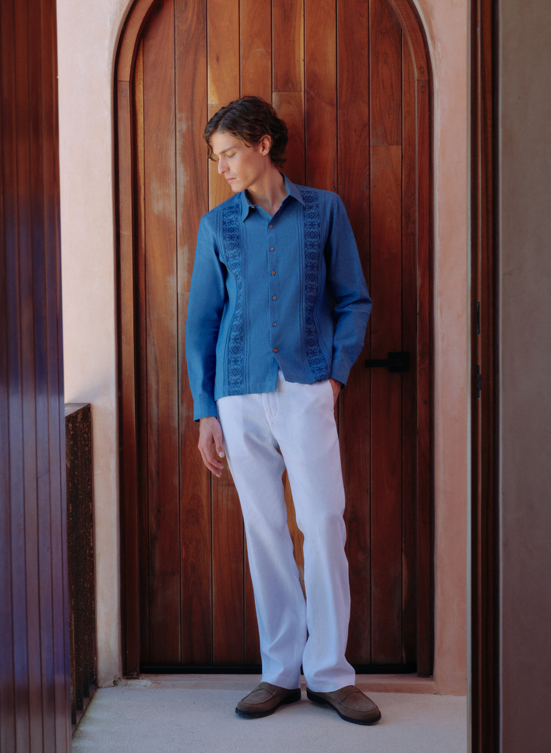 Guayabera Cardena Alforzas Manga Larga